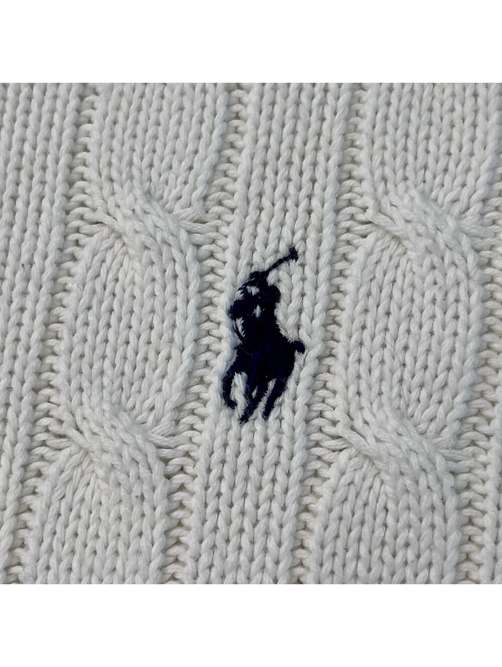 VTG Ralph Lauren Womens Cotton Cable Knit Crew Neck Sweater RLL Logo White L - Picture 8 of 10